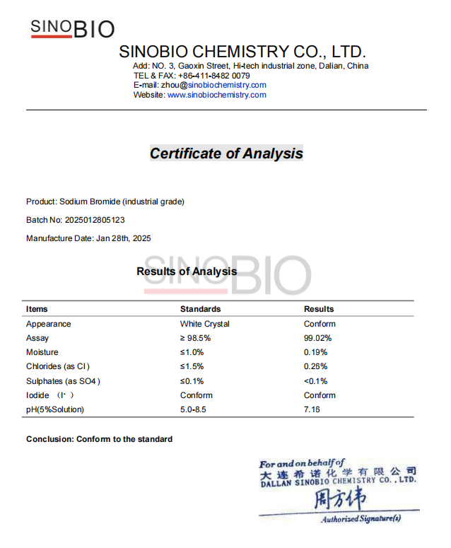 Sodium Bromide COA (2) بروميد الصوديوم COA (2)